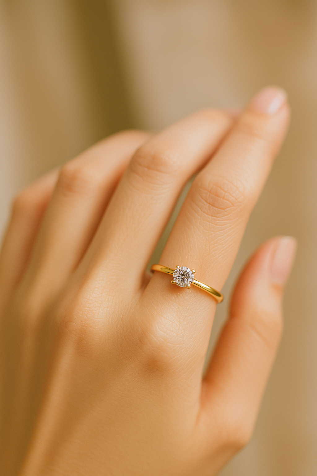 Stone Glow - minimal gold ring 4 - Image 2